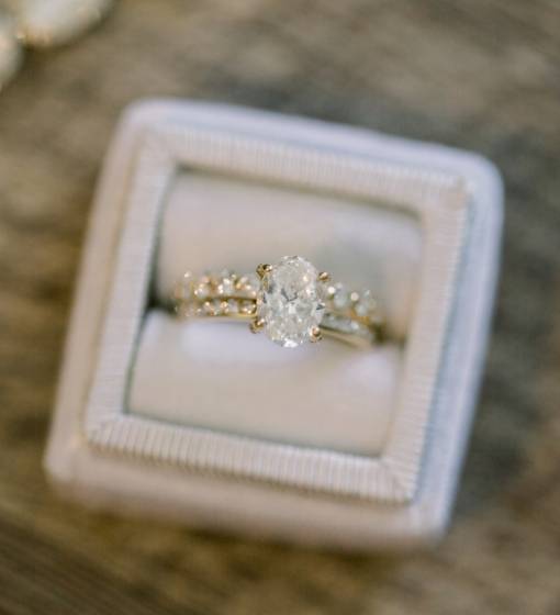 Engagement ring in a white box